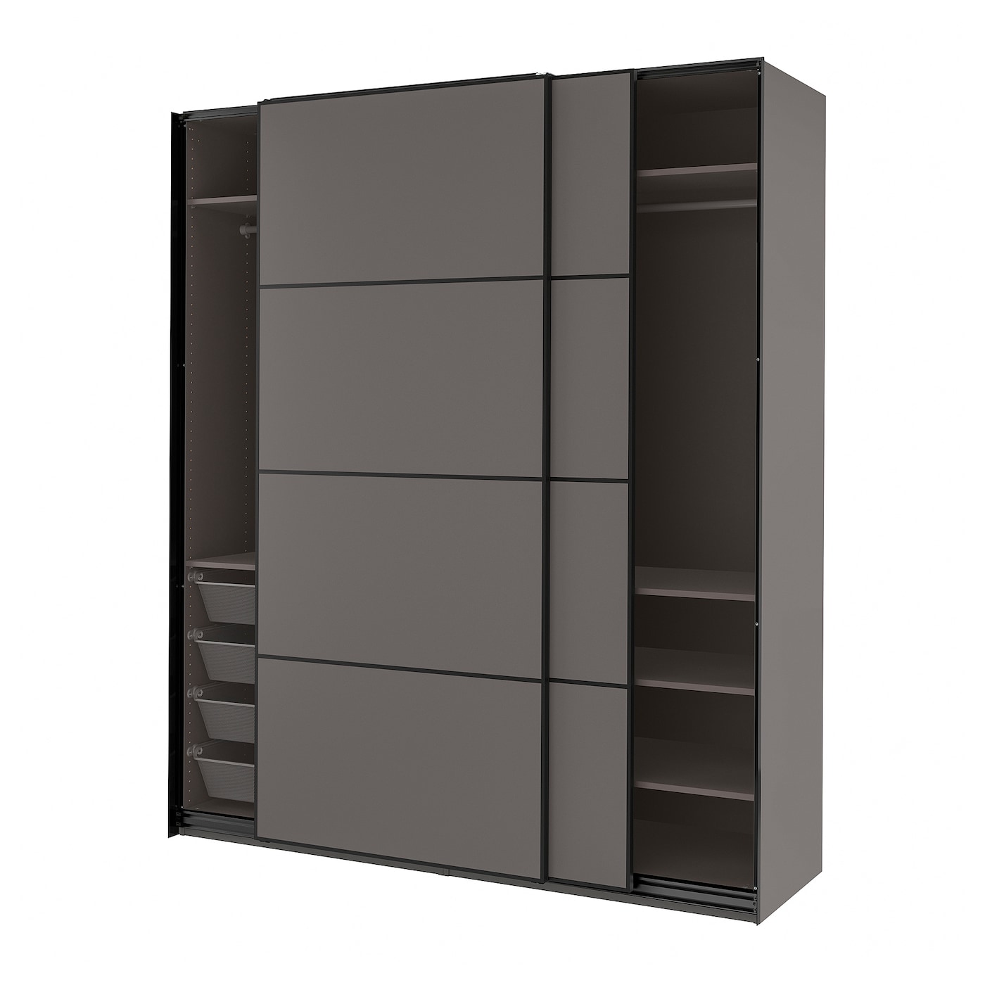 Шкаф-купе - PAX IKEA/ПАКС ИКЕА , 200x66x236 см, темно-серый