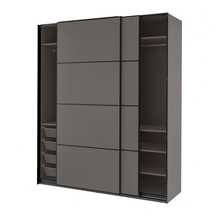 Шкаф-купе - PAX IKEA/ПАКС ИКЕА , 200x66x236 см, темно-серый (изображение №1)