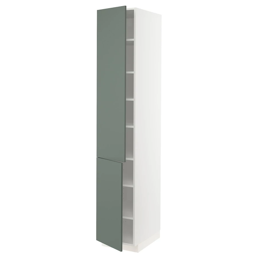 Высокий кухонный шкаф с полками - IKEA METOD/МЕТОД ИКЕА, 220х60х40 см, белый/темно-серый (изображение №1)