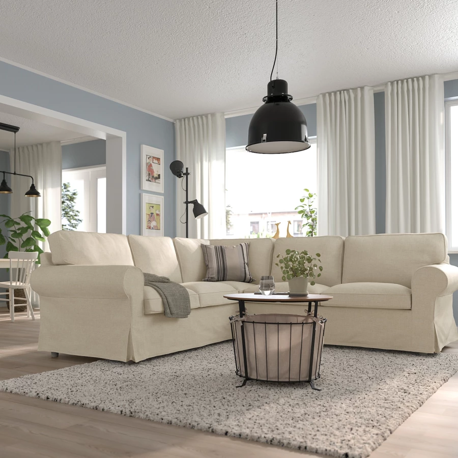 4-местный угловой диван - IKEA EKTORP, 88x243см, светло-бежевый, ЭКТОРП ИКЕА (изображение №3)