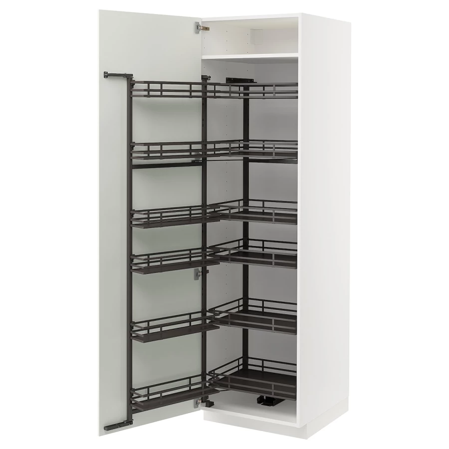 Высокий шкаф с выдвижной кладовой - IKEA METOD/МЕТОД ИКЕА, 60х60х200 см, белый/кремовый (изображение №2)