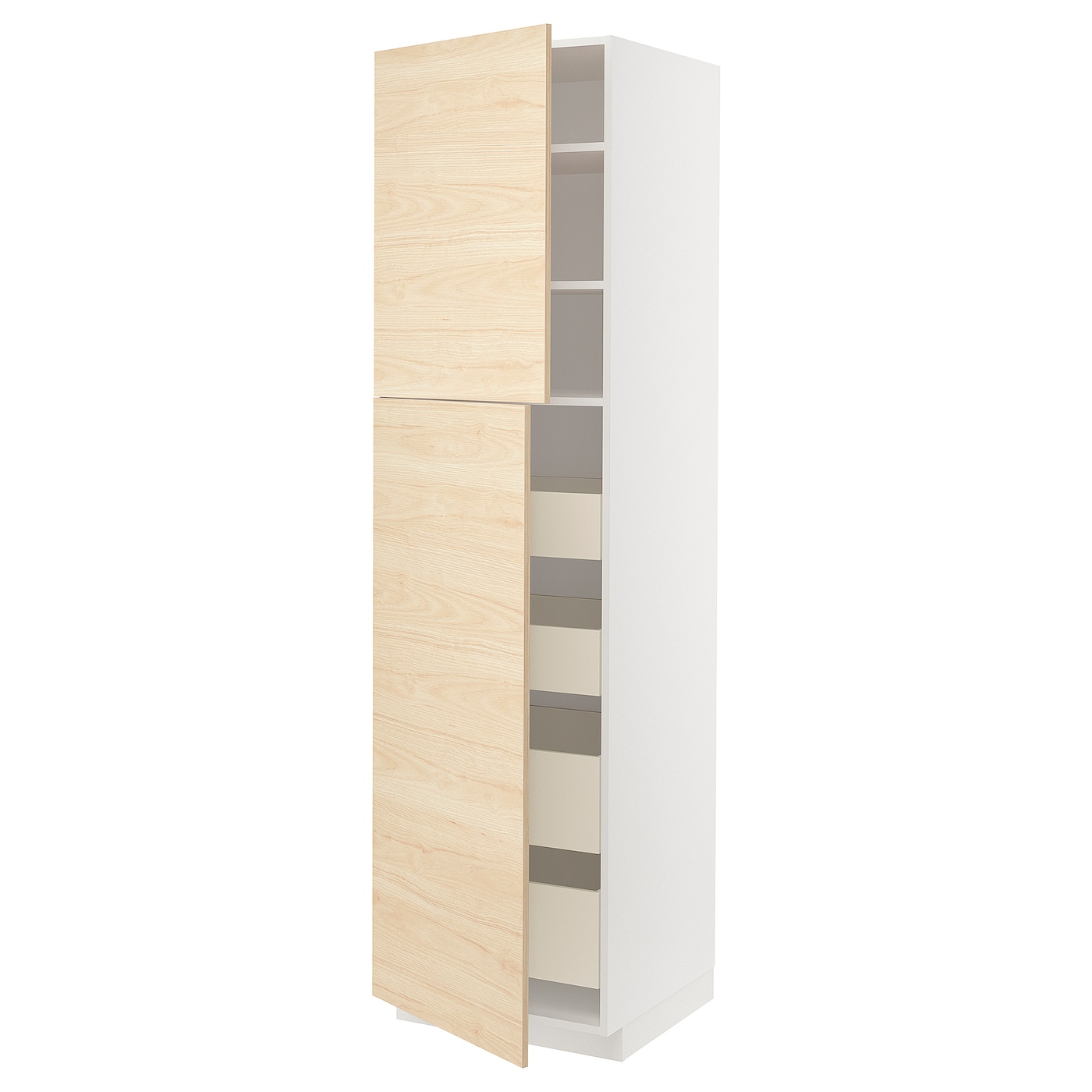 Высокий шкаф - IKEA METOD/MAXIMERA/МЕТОД/МАКСИМЕРА ИКЕА, 220х60х60 см, белый/под беленый дуб