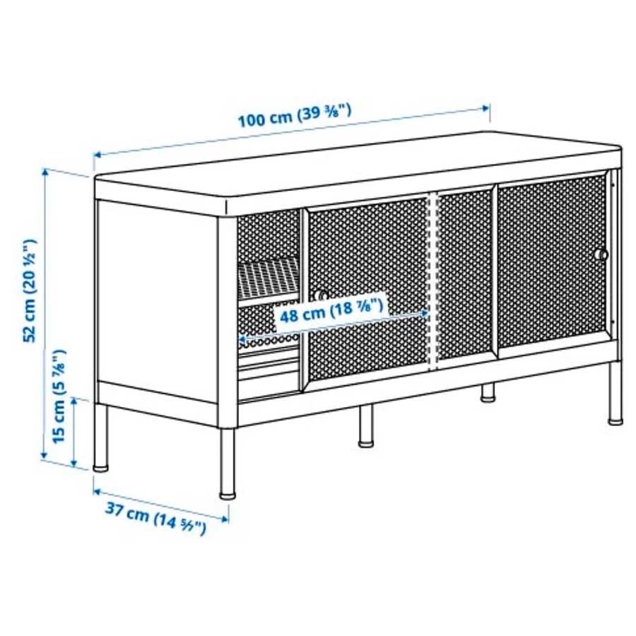 Скамья с ящиком/раздвижными дверцами - IKEA MACKAPÄR/MACKAPAR/МАКАПЭР ИКЕА, 52х37х100 см, белый (изображение №6)