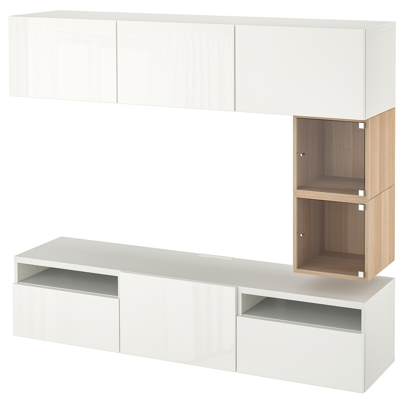 Комплект мебели д/гостиной  - IKEA BESTÅ/BESTA EKET, 166x42x180см, белый/светло-коричневый, БЕСТО ЭКЕТ ИКЕА