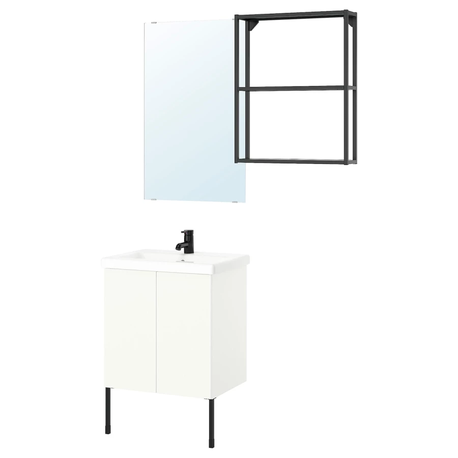 Комбинация для ванной - IKEA ENHET, 64х43х65 см, антрацит/белый, ЭНХЕТ ИКЕА (изображение №1)