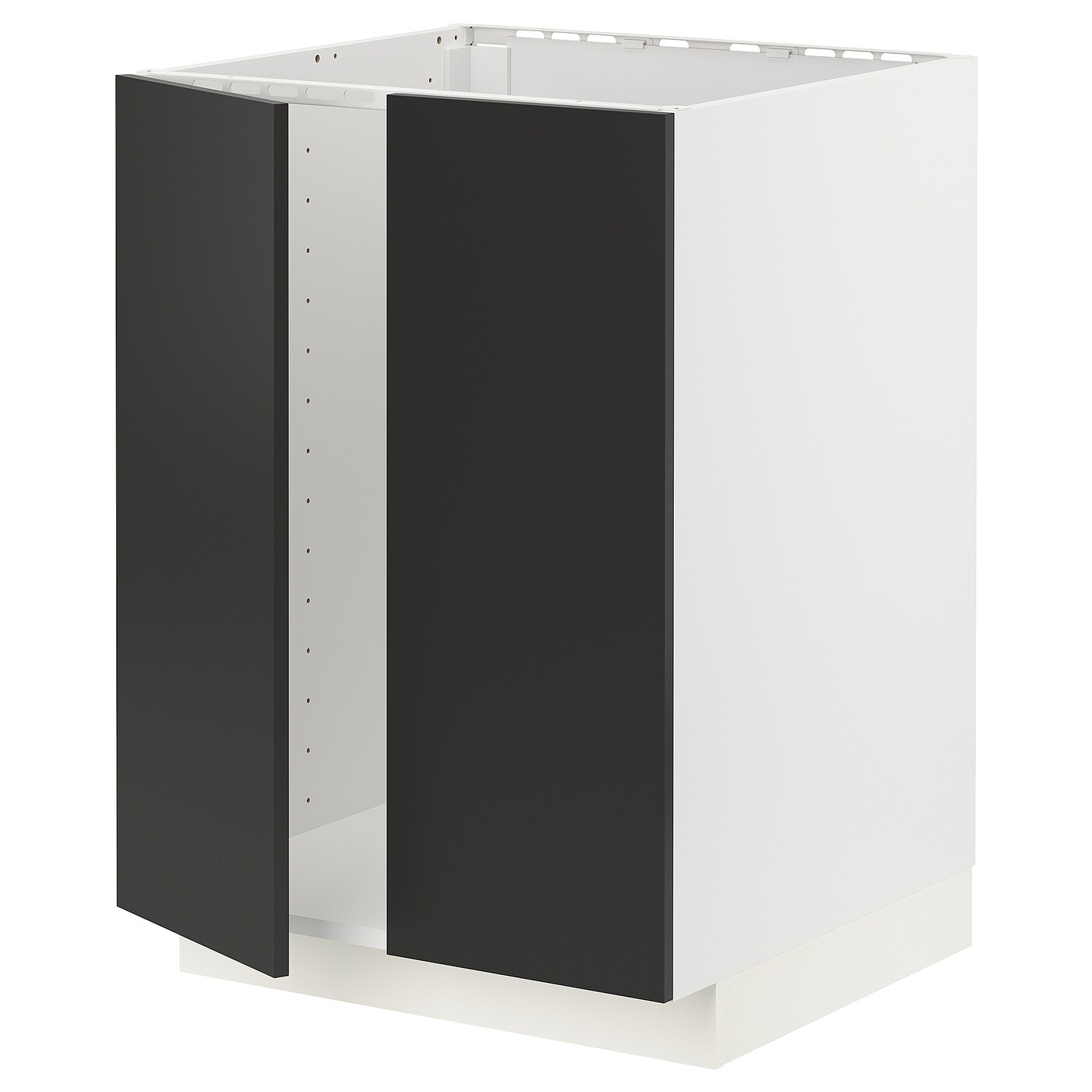 Шкаф под раковину/2 дверцы - METOD IKEA/ МЕТОД ИКЕА, 88х60  см,  белый/черный