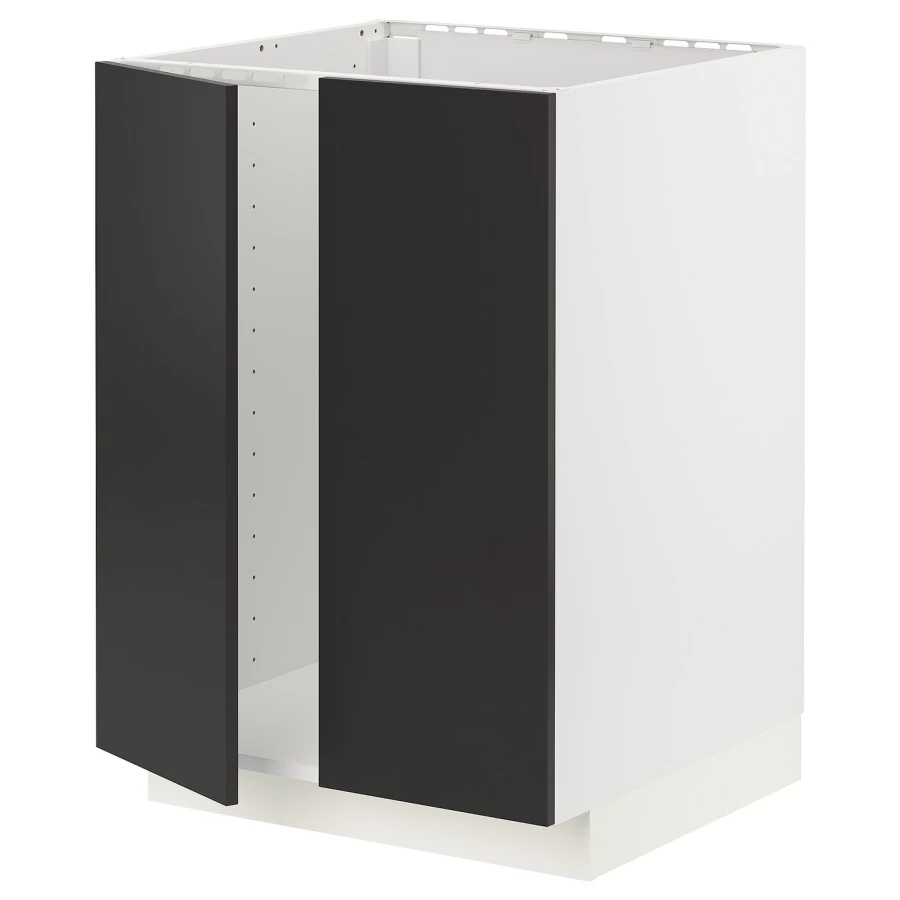 Шкаф под раковину/2 дверцы - METOD IKEA/ МЕТОД ИКЕА, 88х60  см,  белый/черный (изображение №1)