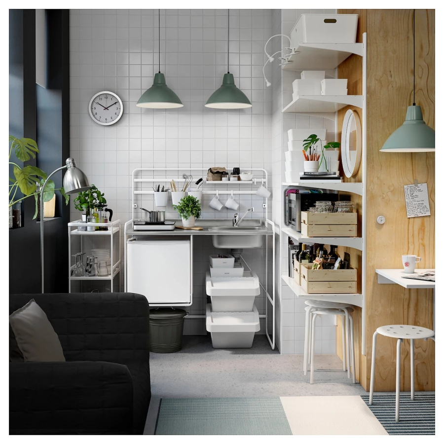 Мини-кухня - SUNNERSTA IKEA/СУННЕРСТА ИКЕА, 112x56x139 см,  белый (изображение №2)