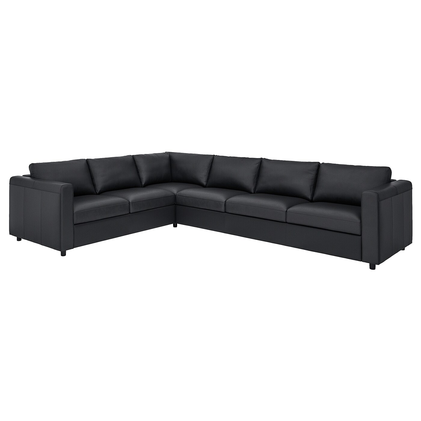 5-местный угловой диван - IKEA VIMLE, 319/249х98х80 см, черный, кожа, ВИМЛЕ ИКЕА