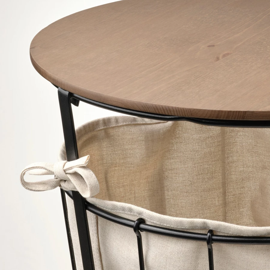 Столик с отделениями для хранения - IKEA ИКЕА ÄNGESBYN, 43х43х48 см, черный/сосна светло-коричневая морилка (изображение №8)