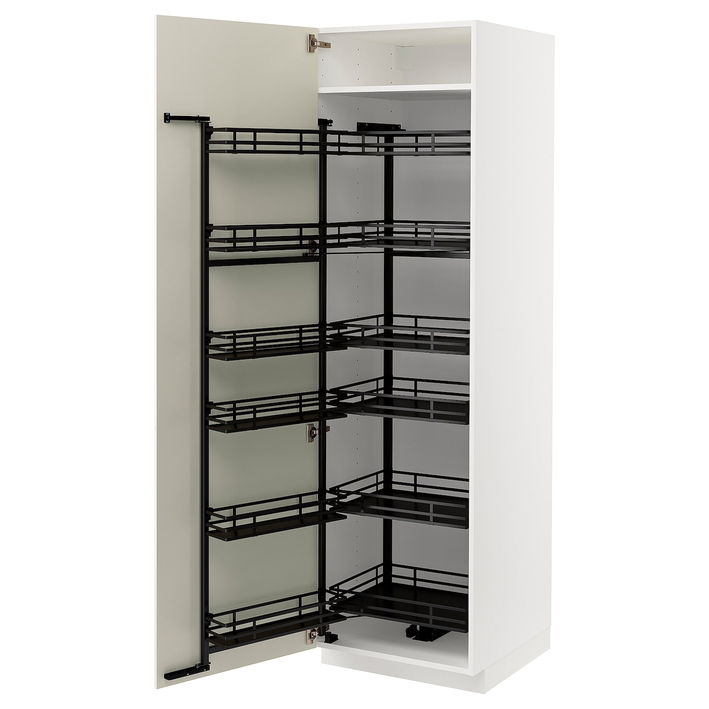 Высокий шкаф с выдвижной кладовой - IKEA METOD/МЕТОД ИКЕА, 60х60х200 см, белый/кремовый