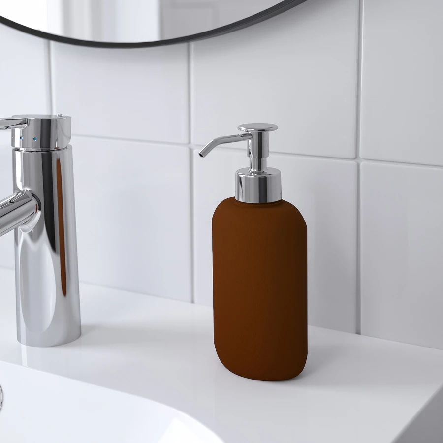 Дозатор для мыла - EKOLN IKEA/ ЭКОЛЬН ИКЕА,  18 см, коричневый (изображение №3)