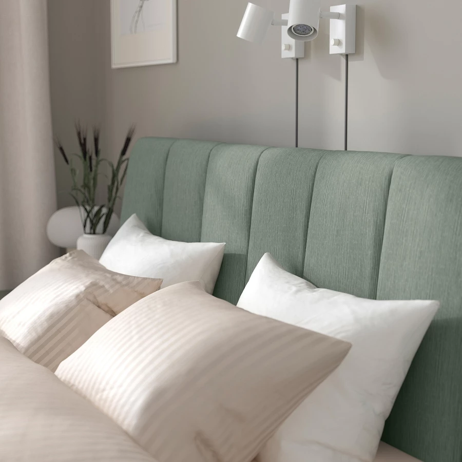 Каркас кровати мягкий с матрасом - IKEA TÄLLÅSEN/TALLASEN, 200х160 см, светло-зеленый, ТЭЛЛАСОН ИКЕА (изображение №8)