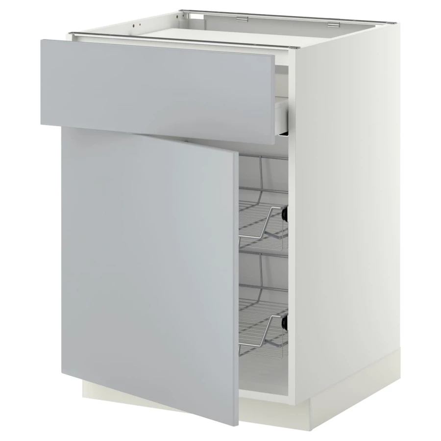 Напольный кухонный шкаф  - IKEA METOD MAXIMERA, 88x62x60см, белый/светло-серый, МЕТОД МАКСИМЕРА ИКЕА (изображение №1)