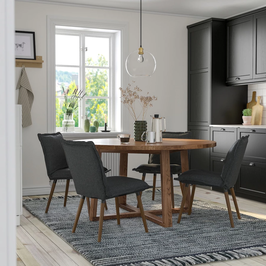 Стол и 4 стула - MÖRBYLÅNGA / KLINTEN/ MОRBYLАNGA IKEA/  МЁРБИЛОНГА / КЛИНТЕН ИКЕА,  145х75/ 81 см,  коричневый/ темно-серый (изображение №2)