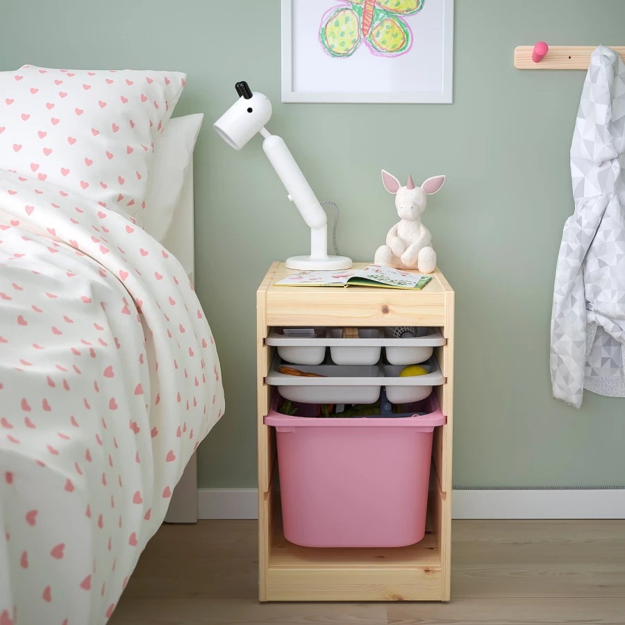 Стеллаж - IKEA TROFAST, 32х44х52 см, сосна/розовый/бело-серый, ТРУФАСТ ИКЕА (изображение №3)