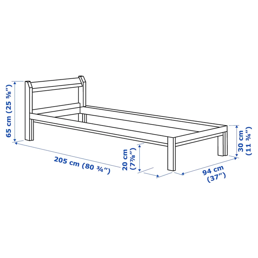 Кровать с реечным дном - IKEA NEIDEN/LINDBÅDEN/LINDBADEN, 90х200 см, сосна/морилка, НЕЙДЕН/НЭЙДЕН/ЛИНДБАДЕН ИКЕА (изображение №7)