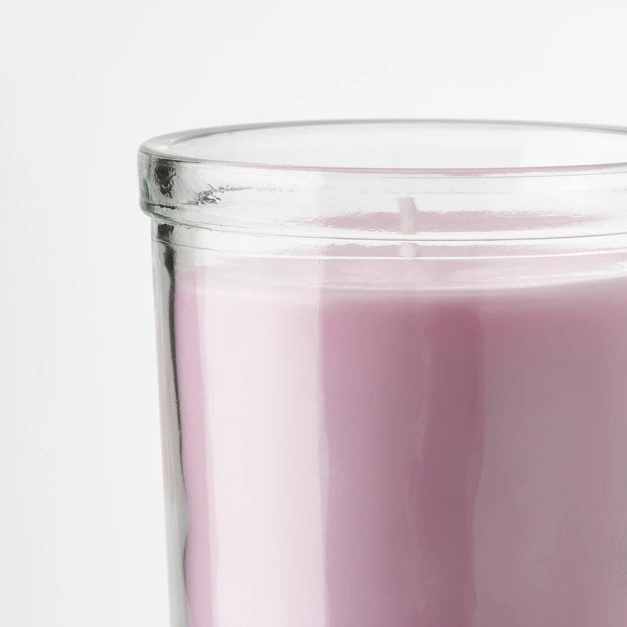 Ароматическая свеча в стакане - IKEA LUGNARE/ЛУГНАРЕ ИКЕА, 8х8,5 см, розовый (изображение №7)
