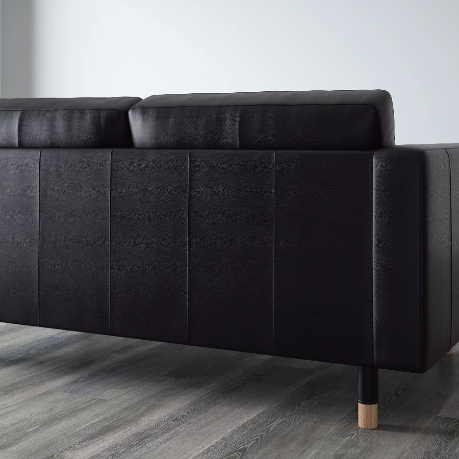 4-местный диван с шезлонгом - IKEA LANDSKRONA, 89x280см, черный, кожа, ЛАНДСКРУНА ИКЕА (изображение №5)