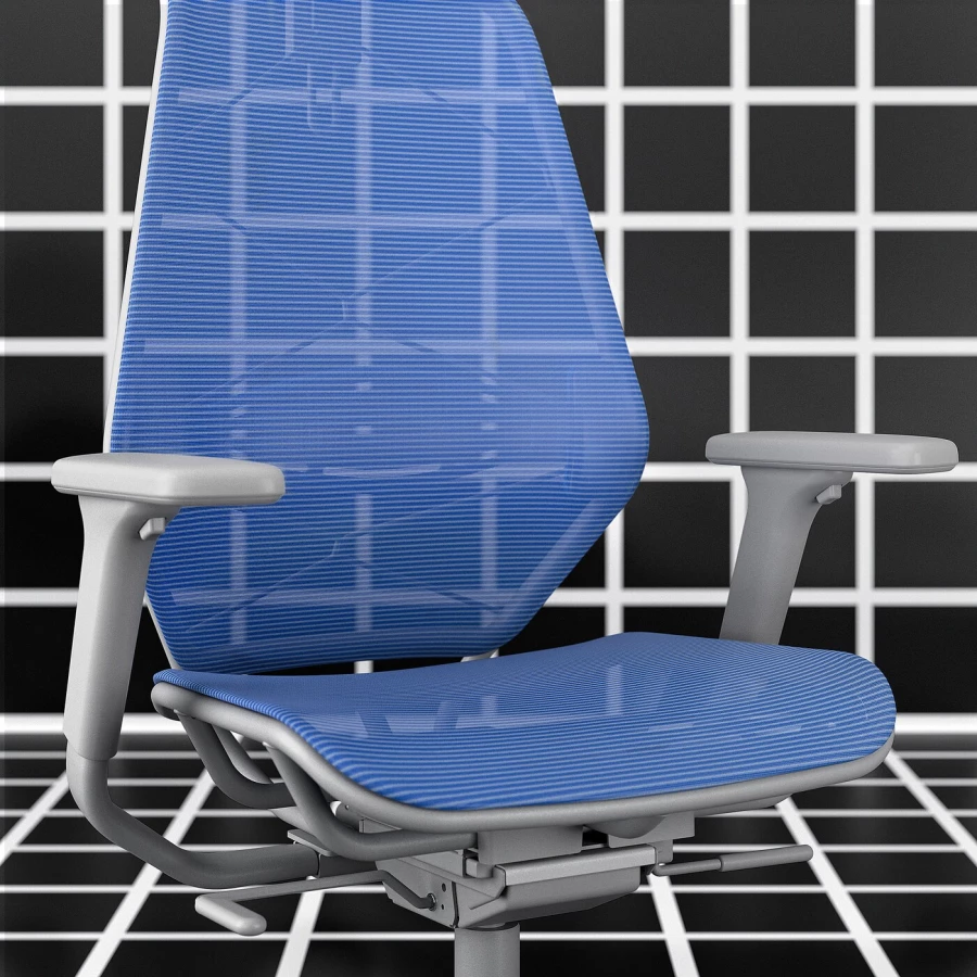 Игровое/офисное кресло - IKEA STYRSPEL, 71х119/142 см, синий/светло-серый, СТИРСПЕЛЬ ИКЕА (изображение №4)