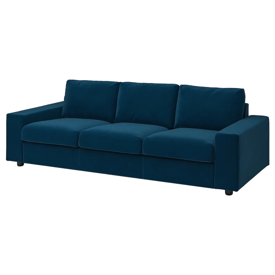 VIMLE Чехол на 3-местный диван с широкими подлокотниками/Дюпарп темно-зелено-синий ИКЕА (изображение №1)