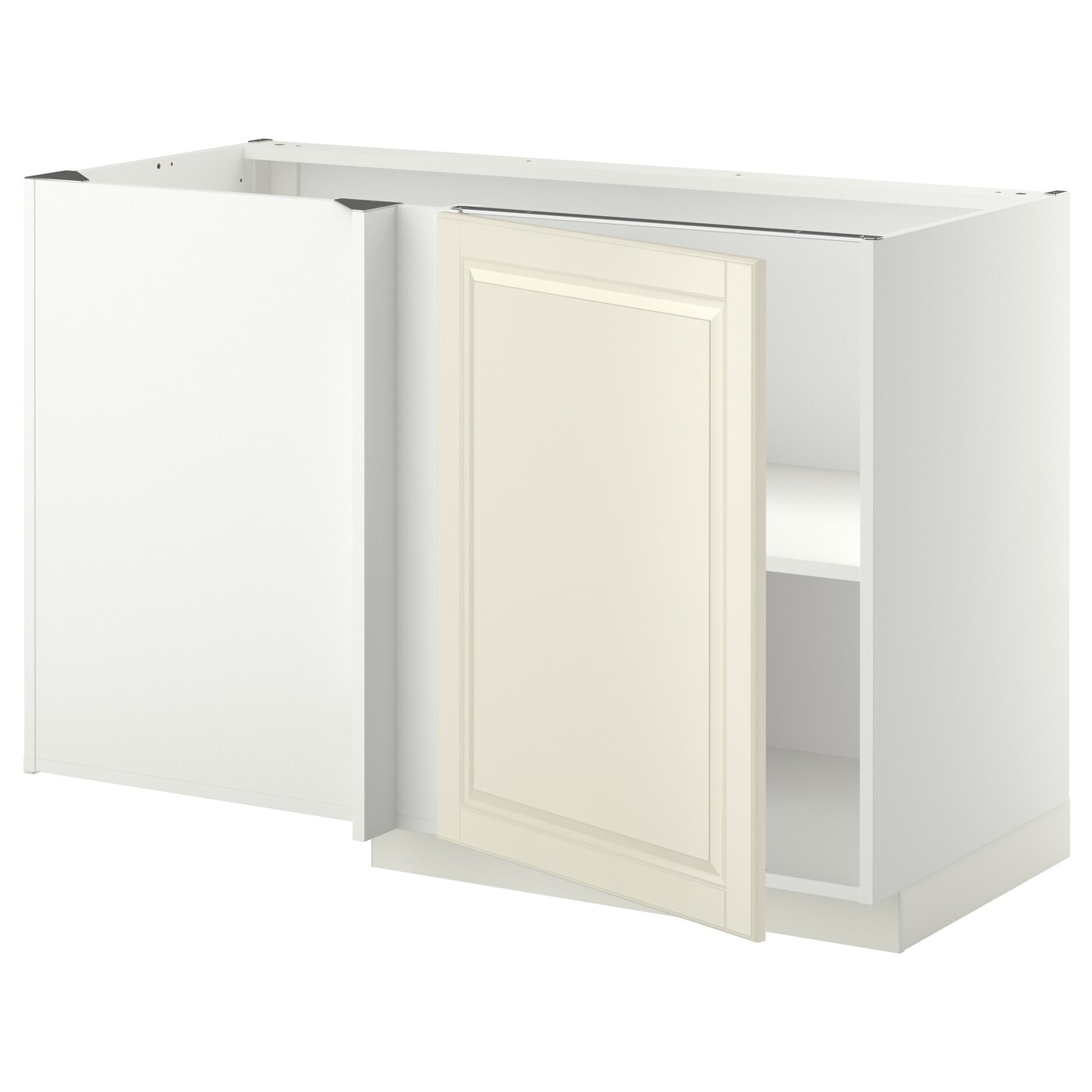 Угловой шкаф-тумба с полкой - IKEA METOD/МЕТОД ИКЕА, 128х68 см, белый/кремовый