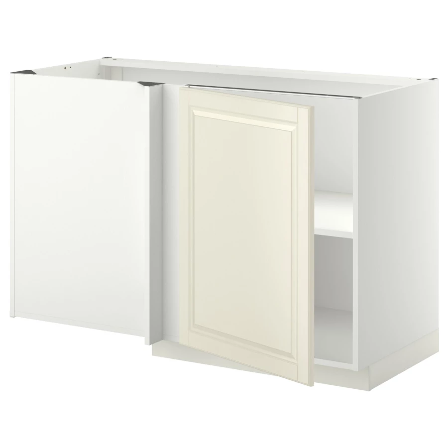 Угловой шкаф-тумба с полкой - IKEA METOD/МЕТОД ИКЕА, 128х68 см, белый/кремовый (изображение №1)