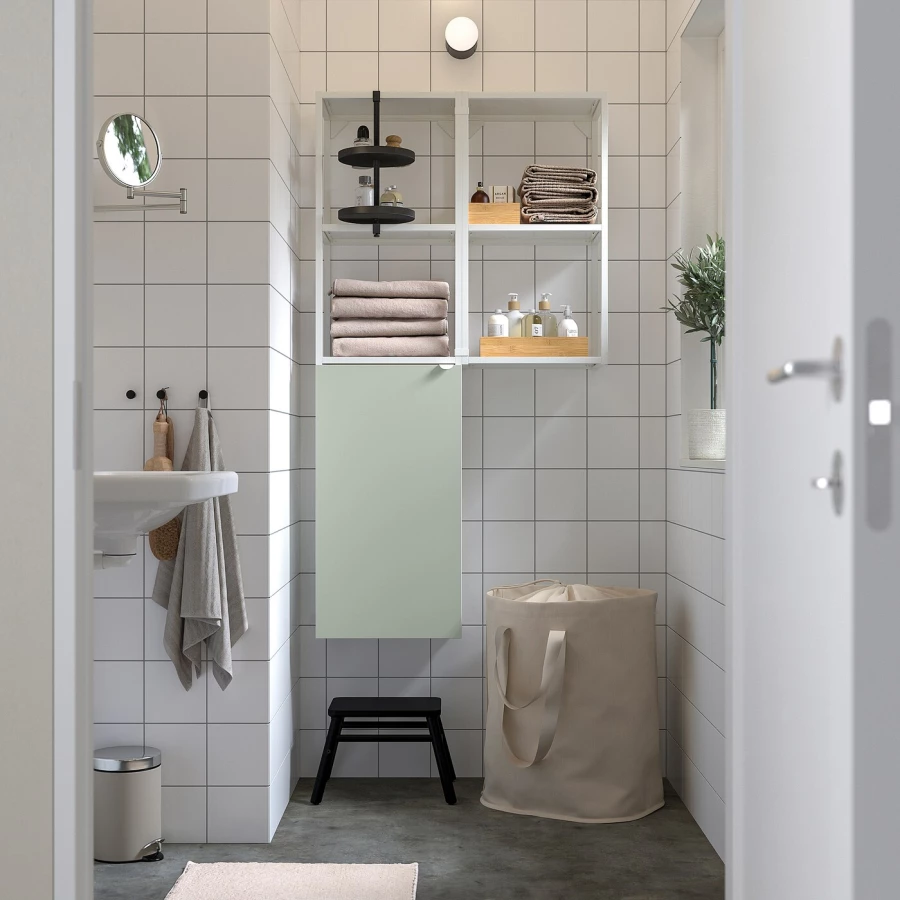 Комбинация для ванной - IKEA ENHET, 80х32х150 см, белый/светло-зеленый, ЭНХЕТ ИКЕА (изображение №2)