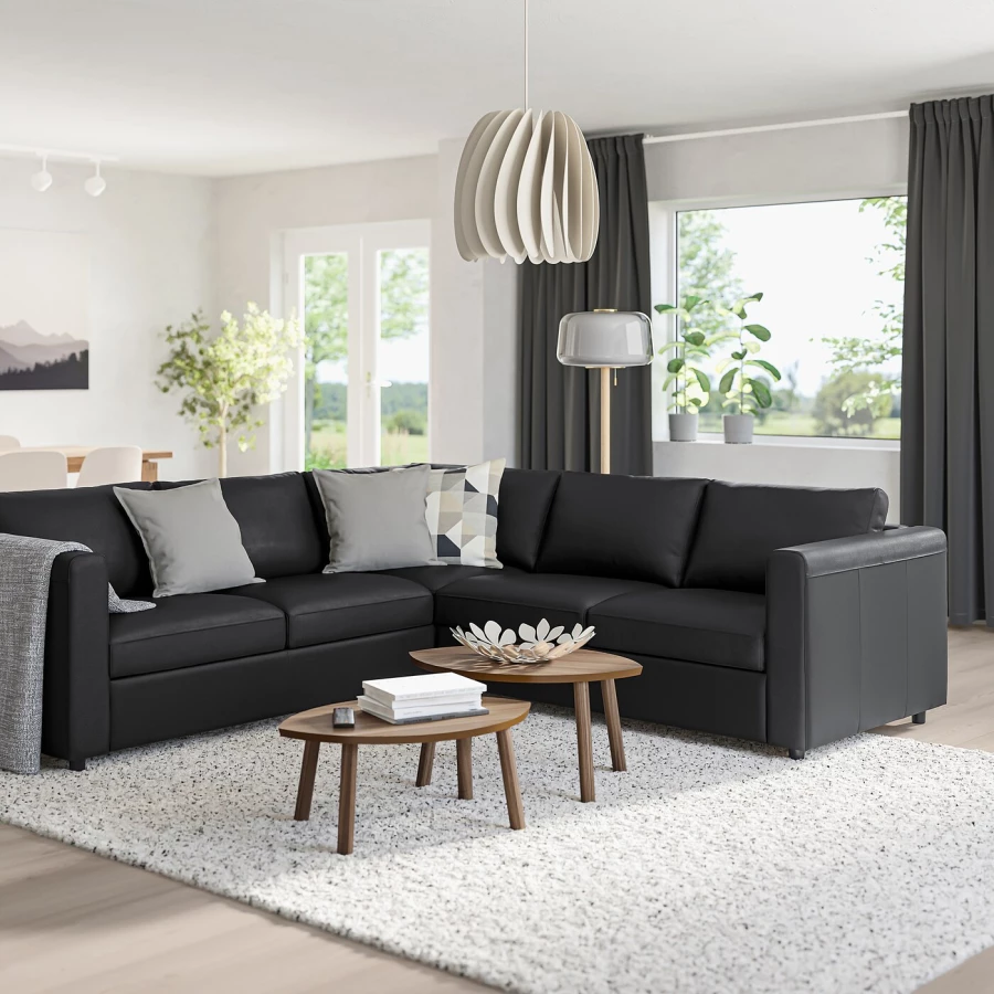 4-местный угловой диван- IKEA VIMLE, 249х98х80 см, черный, кожа, ВИМЛЕ ИКЕА (изображение №2)
