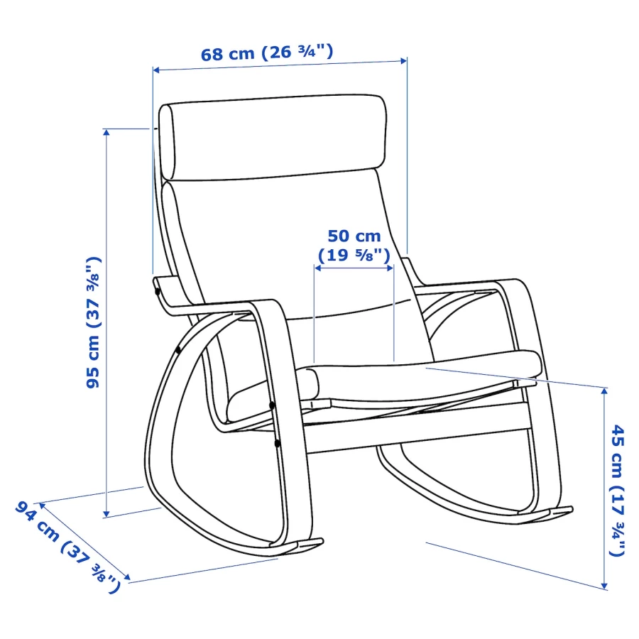 Кресло-качалка - IKEA POÄNG/POANG/ПОЭНГ ИКЕА, 68х94х95 см, темно-коричневый (изображение №5)