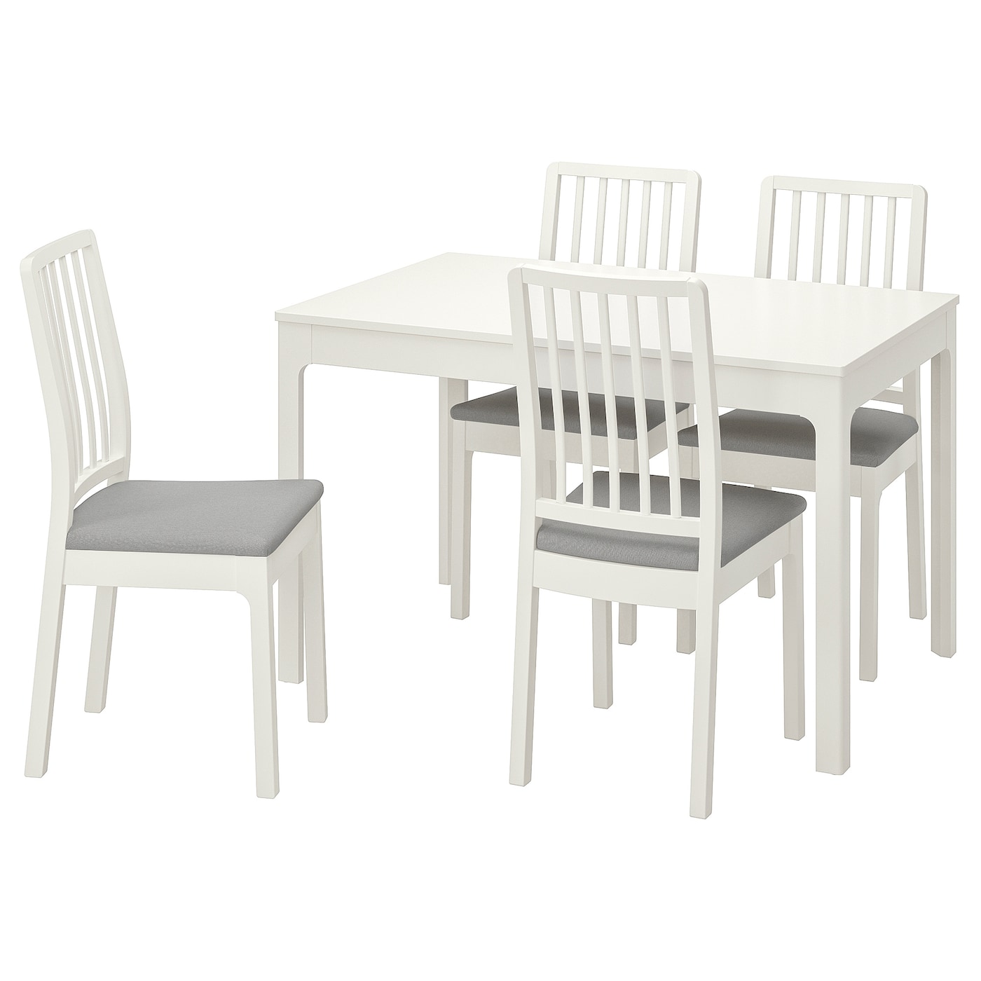 Стол и 4 стула - IKEA EKEDALEN/ЭКЕДАЛЕН ИКЕА, 120/180х80 см, белый/серый
