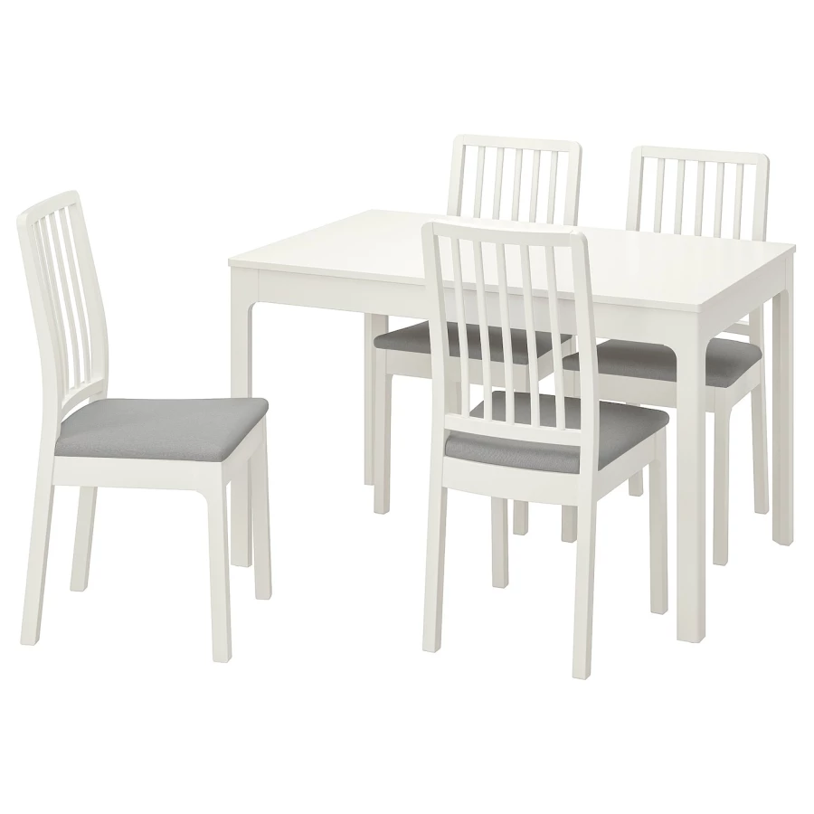 Стол и 4 стула - IKEA EKEDALEN/ЭКЕДАЛЕН ИКЕА, 120/180х80 см, белый/серый (изображение №1)