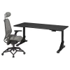 Игровой стол и стул - IKEA UPPSPEL/STYRSPEL, черный/серый, 180х80 см, УППСПЕЛ/СТИРСПЕЛ ИКЕА