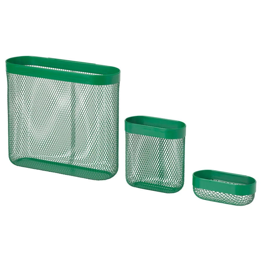 Корзина для хранения IKEA SKÅDIS/СКОДИС ИКЕА, 3 шт, зеленый (изображение №1)