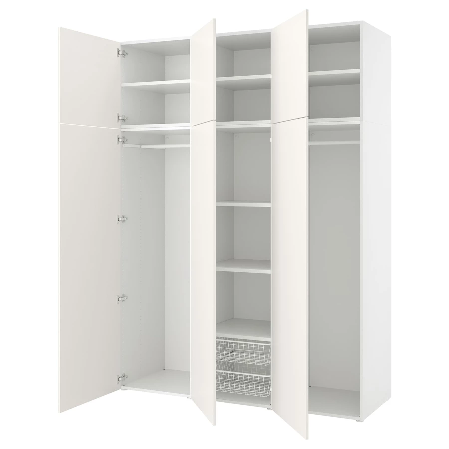 Платяной шкаф - IKEA PLATSA/FONNES  / ПЛАТСА/ФОННЕС ИКЕА, 180x57x241 см, белый (изображение №1)