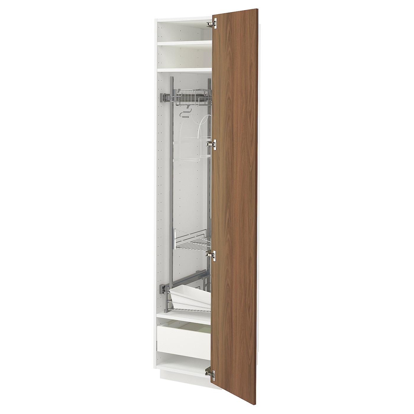 Высокий кухонный шкаф/бытовой - IKEA METOD/MAXIMERA/МЕТОД/МАКСИМЕРА ИКЕА, 200х60х40 см, белый/коричневый