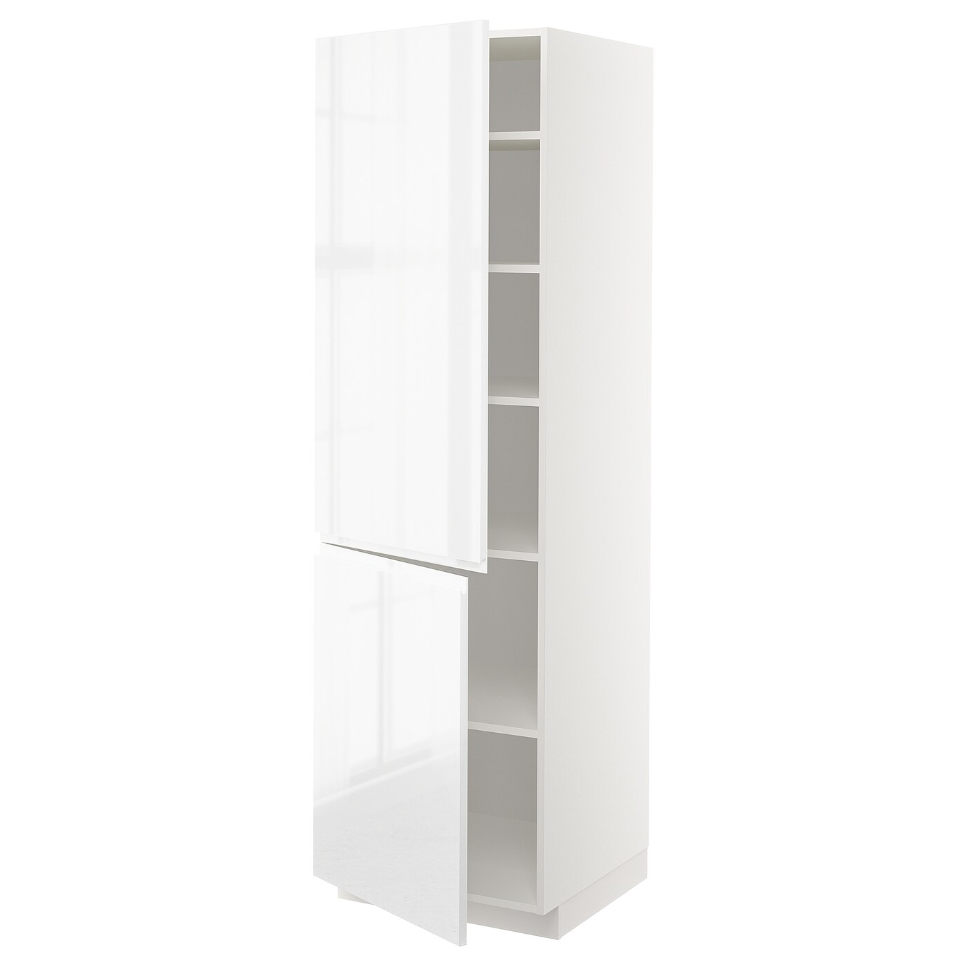 Высокий кухонный шкаф с полками - IKEA METOD/МЕТОД ИКЕА, 200х60х60 см, белый глянцевый