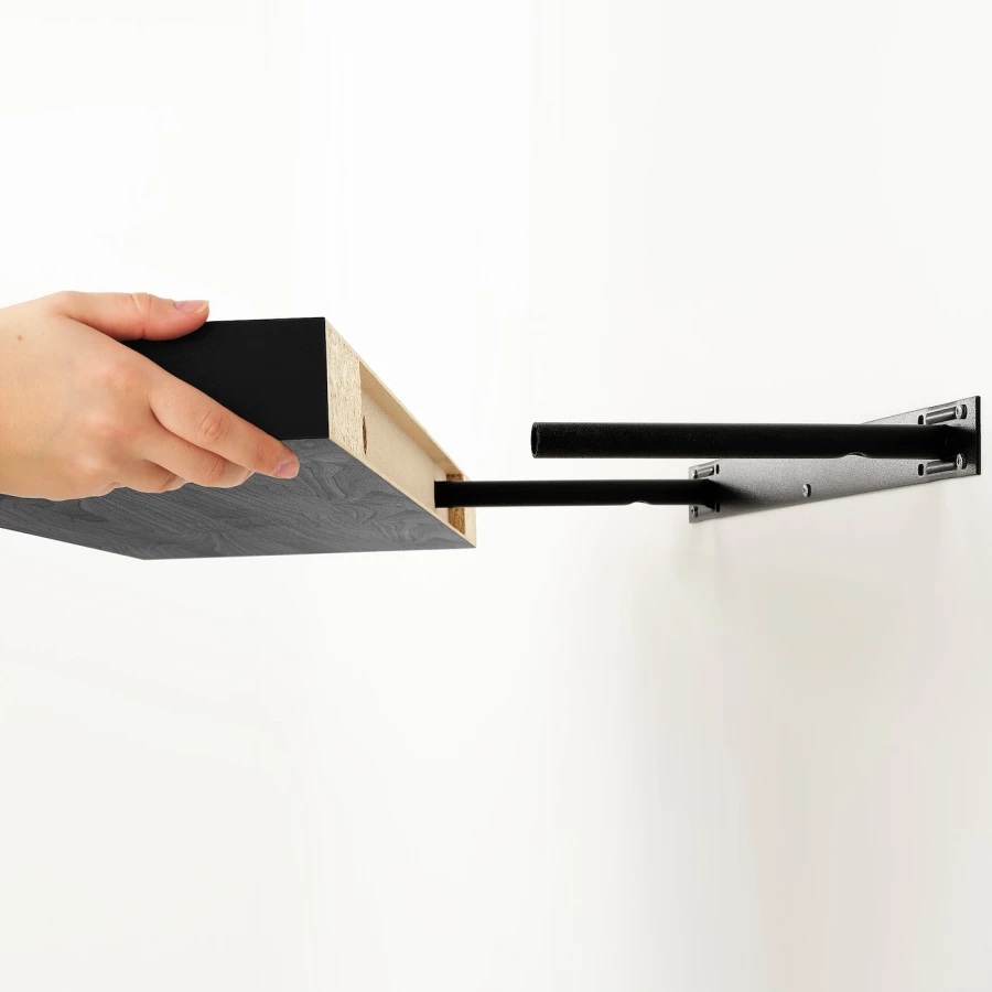 Полка настенная без ножки - IKEA LACK/ЛАКК ИКЕА, 110x26 см, черный (изображение №6)