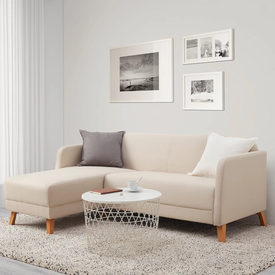 2-местный диван и кушетка - IKEA LINANÄS/LINANAS, 76x80,5x197см, бежевый, ЛИНАНЭС ИКЕА (изображение №4)