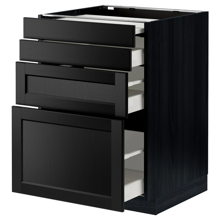 Напольный кухонный шкаф - IKEA METOD MAXIMERA, 88x62x60см, черный, МЕТОД МАКСИМЕРА ИКЕА (изображение №1)