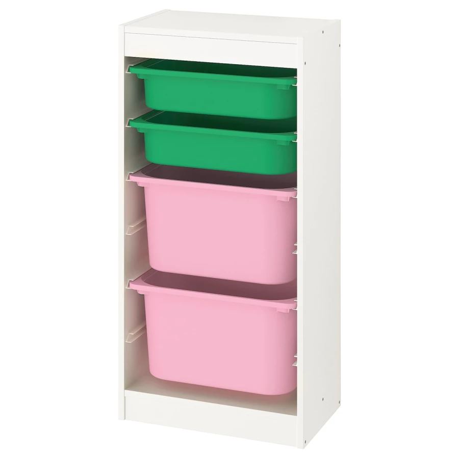 Стеллаж - IKEA TROFAST, 46х30х94 см, белый/зеленый/розовый, ТРУФАСТ ИКЕА (изображение №1)