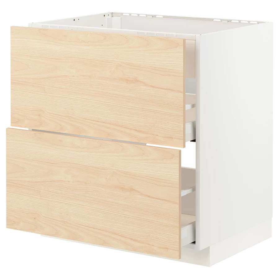 Напольный шкаф - IKEA METOD MAXIMERA, 88x62x80см, белый/светлый ясень, МЕТОД МАКСИМЕРА ИКЕА (изображение №1)