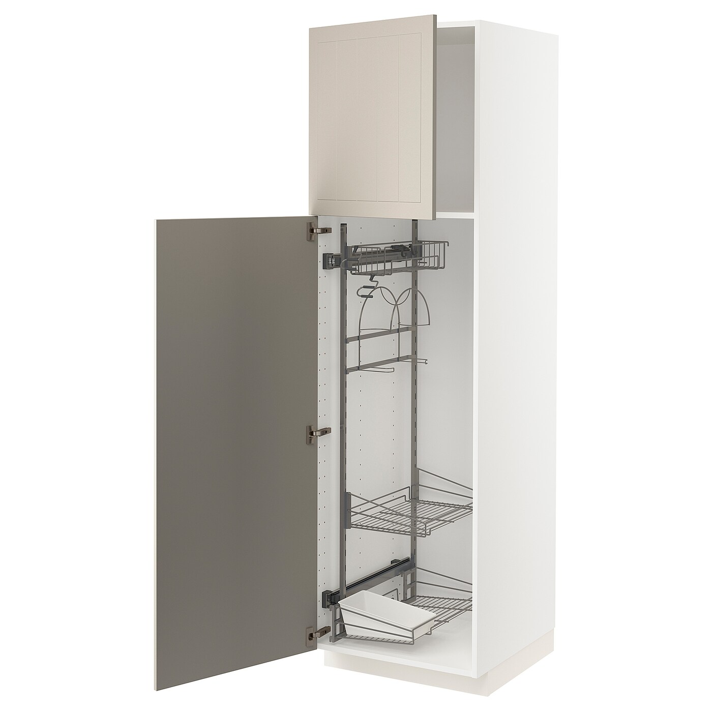 Высокий шкаф/бытовой - IKEA METOD/МЕТОД ИКЕА, 200х60х60 см, белый/бежевый