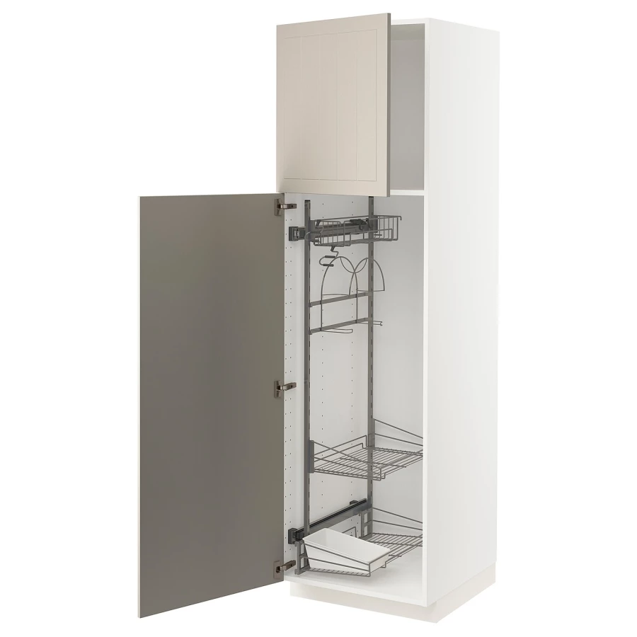Высокий шкаф/бытовой - IKEA METOD/МЕТОД ИКЕА, 200х60х60 см, белый/бежевый (изображение №1)