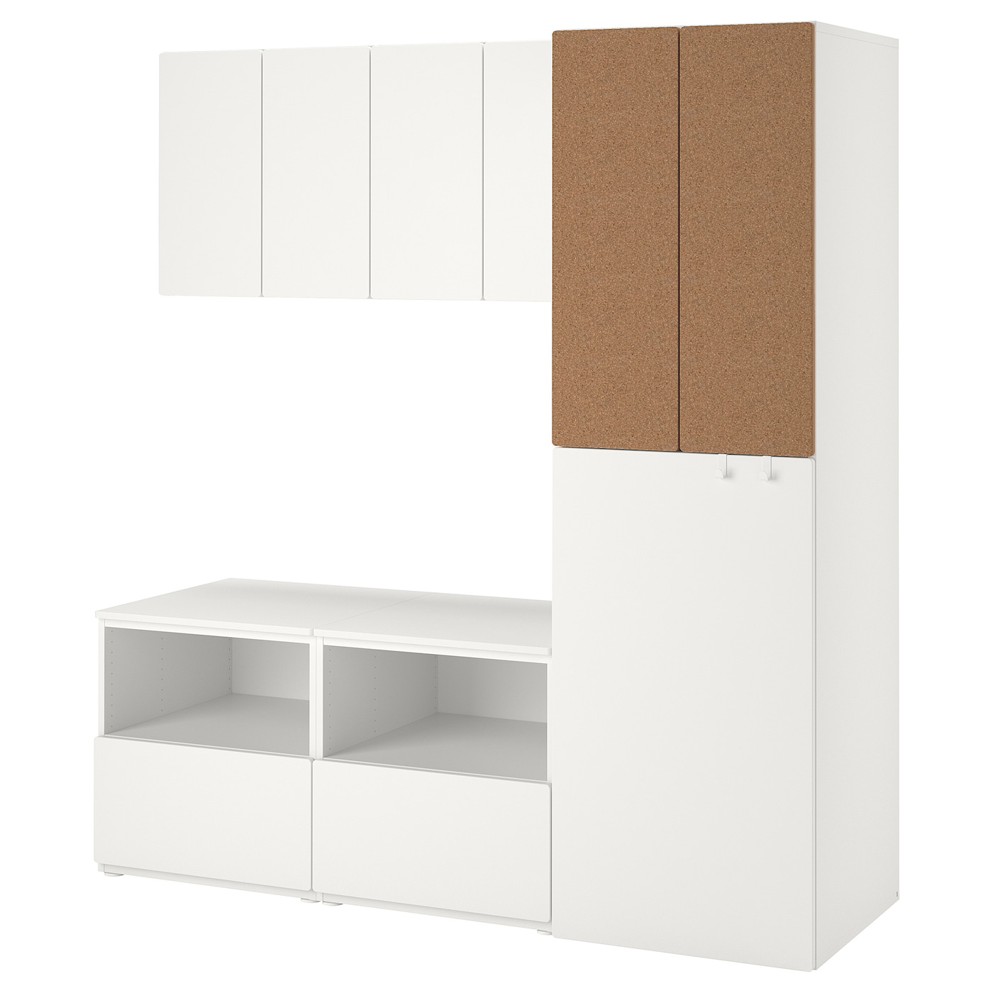 Детская гардеробная комбинация - IKEA PLATSA SMÅSTAD/SMASTAD, 196x57x180см, белый/коричневый, ПЛАТСА СМОСТАД ИКЕА