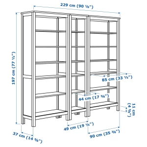 Второе фото. Открытый книжный шкаф - HEMNES IKEA/ХЕМНЭС ИКЕА, 37х197х229 см, белый