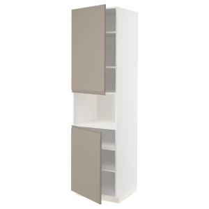 Высокий шкаф - IKEA METOD/МЕТОД ИКЕА, 220х60х60 см, белый/темно-бежевый