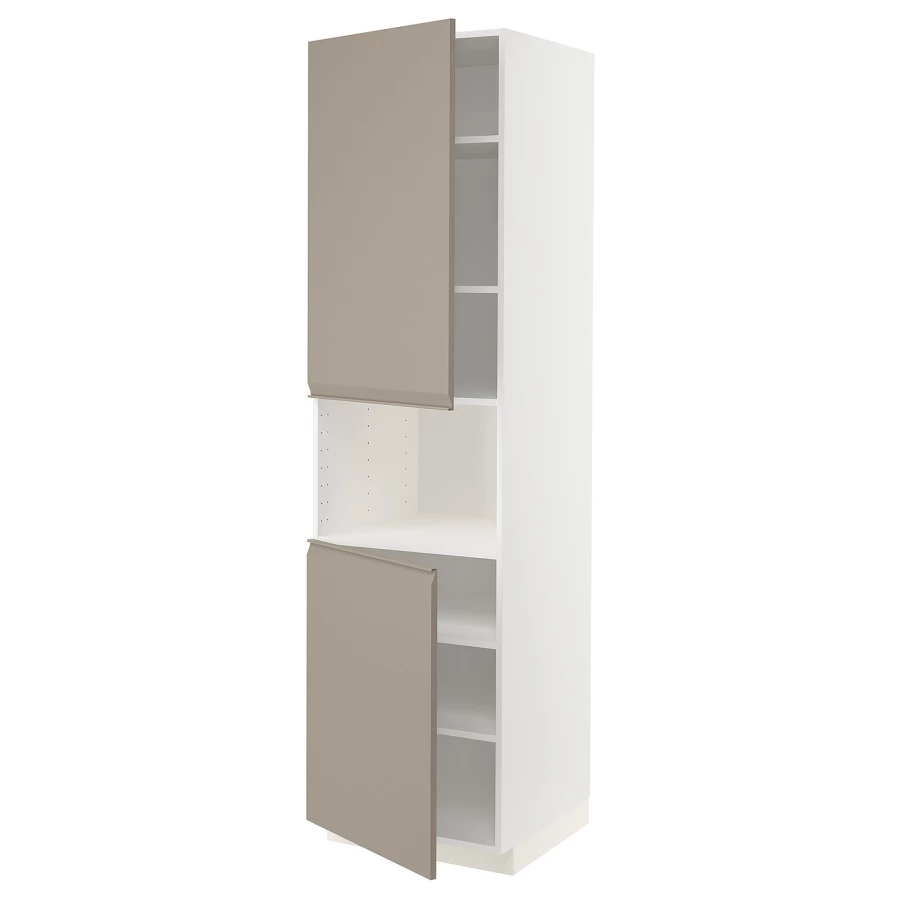 Высокий шкаф - IKEA METOD/МЕТОД ИКЕА, 220х60х60 см, белый/темно-бежевый (изображение №1)