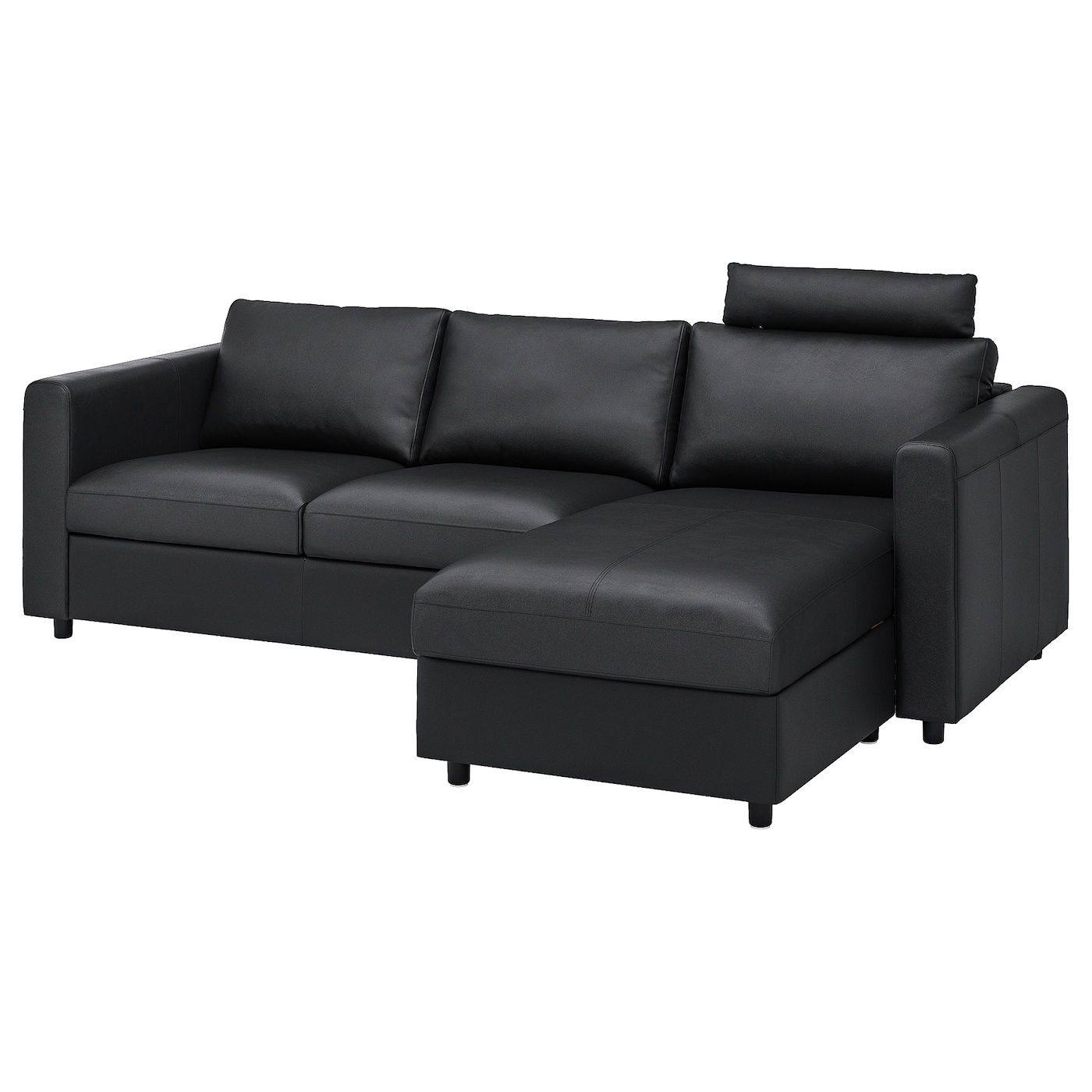 3-местный диван - IKEA VIMLE, 252х98х100 см, черный, кожа, ВИМЛЕ ИКЕА