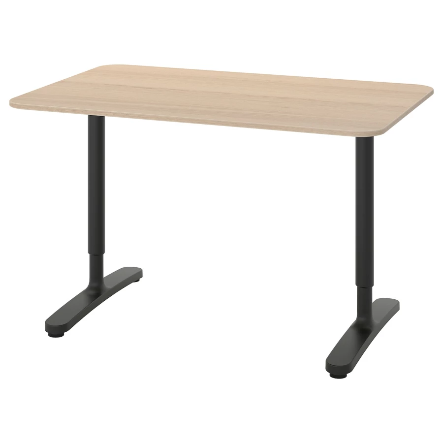 Письменный стол - IKEA BEKANT, 120х80х65-85 см, черный/под беленый дуб, БЕКАНТ ИКЕА (изображение №1)